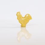 Yellow Rooster Figurine With Pastel Glitter
