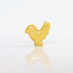 Yellow Rooster Figurine With Pastel Glitter