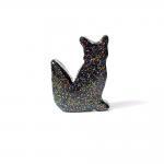 Black Fox Figurine With Rainbow Glitter