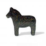 Black Dala Horse Figurine With Rainbow Glitter