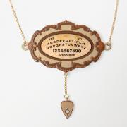 Large Ouija Board Pendant and Gold Chain Necklace