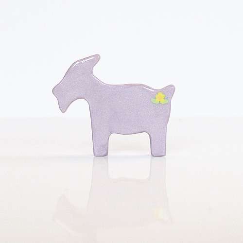 Lilac Goat Figurine With Yellow Flowers