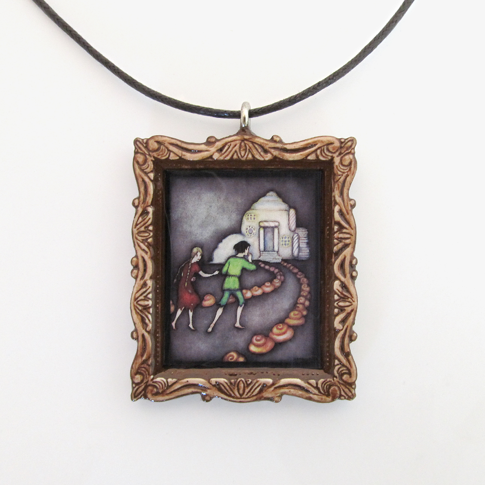 Hansel And Gretel Fairy Tale Pendant And Cord Necklace